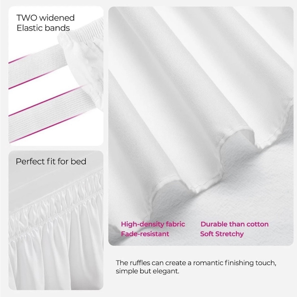 NWT: White Twin XL Dorm Bed Skirt 25” Drop - Picture 2 of 3